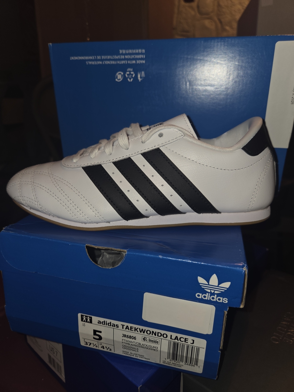 adidas White and Black Taekwondo Lace Up Athletic Shoes